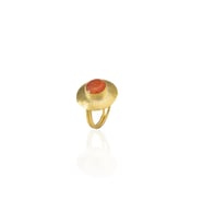 Kadir Jewellery 22 Ayar Altın Kaplama Zirkon Taşlı Kadın Vintage Yüzük (Kırmızı)