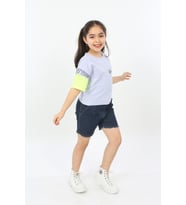 Toontoy Kız Çocuk World Baskılı Tişört (Mavi)