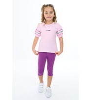Toontoy Kız Çocuk Colorful Nakışlı Kaprili Takım (Açık Pembe)