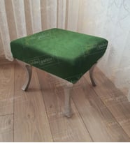 Ayak Ucu Kapı Önü Antre Düz Bench Puf Gümüş Ayak (Yeşil)