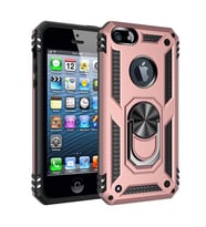 Uyumlu Model Apple iPhone 5 5S SE Kılıf Yüzüklü Zırh Tank Vega (Rose)