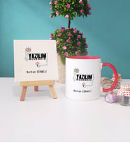 Yazılım Mühendisi Kupa Bardak Lacivert Dekoratif Taş Baskı (Model 8)