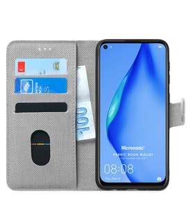 Huawei P40 Lite Kılıf Fabric Book Wallet (Gri)