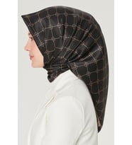 ARMİNE İPEK EŞARP 8555D (SURA) (NOSTALJİ) (Siyah - Beyaz)