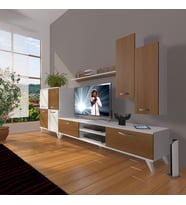 Decoraktiv Eko 6 Slm Dvd Retro Tv Ünitesi Tv Sehpası (Beyaz - Ceviz)
