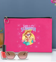 BK Gİft Yaz Temalı-2 Astarlı Portföy Çanta 30x21cm(12 Renk Seçeneği), Baskılı El Çantası, Organizer Çanta (Fuşya)