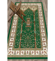 EVDEYA Dijital Baskılı Yıkanabilir Klasik Desenli Namazlık Seccade 70x130, SECCADE-30-KAHVERENGİ, (Yeşil)