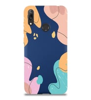 PrintiFy Huawei Y7 2019 Uyumlu Lansman Kılıf Karışık Renkler Tasarımlı İçi Kadife Kapak (Lacivert)