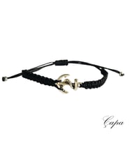 Handcraftedbyoz, Unisex, Paraşüt, Makrome El yapımı, Çapa Bileklik (Siyah)