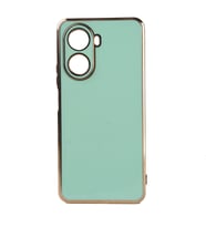Huawei Nova 10 SE Kılıf Kenarları Gold Kamera Korumalı Renkli Pastel Silikon Siyah BARK (Açık Yeşil)