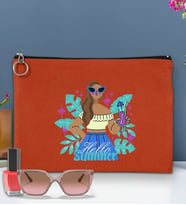 BK Gİft Yaz Temalı-3 Astarlı Portföy Çanta 30x21cm(12 Renk Seçeneği), Baskılı El Çantası, Organizer Çanta (Kiremit)