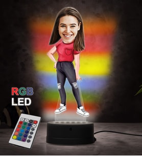Doğum Günü Hediyesi,Sevgiliye Hediye, Kişiye Özel Fotoğraflı En Şirin Abla Karikatür 3D Led Lamba (RGB)