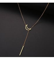 Kişiye Özel 925 Ayar Gümüş İç İçe Ay Bar Çubuk Kolye (Gold)