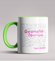 Kişiye Özel Geometri Öğretmeni Tasarımlı Siyah Renk Kupa Bardak 2 (Yeşil)