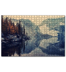 Cakapuzzle Karlı Dağlar Göl ve Sonbahar Ağaçları  Puzzle Yapboz MDF (Ahşap) (255 Parça)