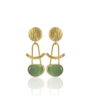 Kadir Jewellery 22 Ayar Altın Kaplama Vintage Küpe -El İşçiliği Ve Hipoalerjenik Küpe (Açık Yeşil)
