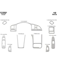Meriç® Hyundai Elantra Ön Torpido Kaplama Maun 10 Parça 2004-2007 (Alüminyum)