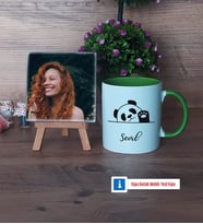Sevimli Panda Fotoğraflı Dekoratif Taş, Kupa Bardak Beyaz Hediye (Model 14)