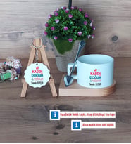 Kadın Doğum Uzmanı Kupa Bardak Kırmızı ve Ahşap Anahtarlık Hediye (Model 7)