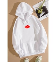 Unisex Ninja Akatsuki Sırt Baskılı Sweatshirt (A.Beyaz)