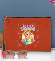 BK Gİft Yaz Temalı-2 Astarlı Portföy Çanta 30x21cm(12 Renk Seçeneği), Baskılı El Çantası, Organizer Çanta (Kiremit)