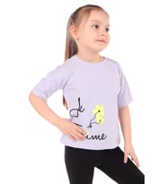 Toontoy Kız Bebek Le Taime Baskılı Tişört (Mavi)