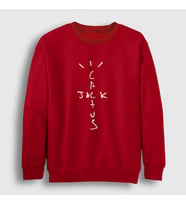 Presmono Unisex Beyaz Cactus Jack Travis Scott Sweatshirt 51186tt (Kırmızı)