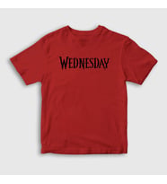Presmono Unisex Çocuk Beyaz Logo Wednesday Addams Family Addams Ailesi T-Shirt 365521tt (Kırmızı)