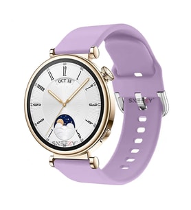 Sneezy Huawei Watch GT4 41mm İle Uyumlu 18mm PureLux Soft Tokalı Silikon Kordon (Lila)