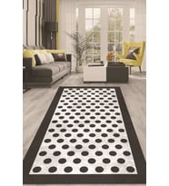 Dijital Kaymaz Taban Yıkanabilir Modern Renkli Salon Halısı Mutfak Halısı Yolluk ND-HT-137 (Siyah)