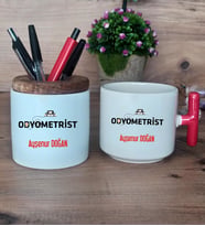 Odyometrist Hediye Sepeti Kupa Bardak T Kulplu, Kalemlik Hediyeleri Tıp Bayramı Hediyesi (Model 1)