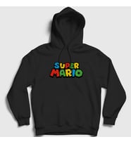 Presmono Unisex Gri Logo Oyun Super Mario Kapüşonlu Sweatshirt 324651tt (Siyah)