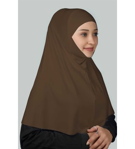 Hazır Türban Peçeli Pratik Eşarp Tesettür Nikaplı Hijab - Namaz Örtüsü Sufle (XL) (Çikolata)