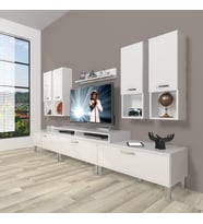 Decoraktiv Ekoflex 8da Mdf Krom Ayaklı Tv Ünitesi Tv Sehpası (Beyaz)
