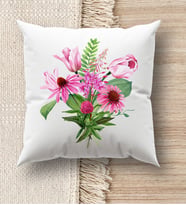 BK Gift Çiçek Tasarımlı Beyaz Kırlent Yastık, Ev Hediyesi, Ev Dekorasyonu, Dekoratif Hediye (Model 6)