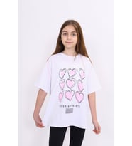 Toontoy Kız Çocuk Baskılı Tişört (Beyaz)