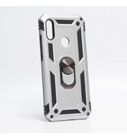 Huawei Honor 8A Uyumlu Kılıf Standlı Manyetik Yüzüklü Military Magnetic Ring Polycarbonate and TPU Case (Gri)