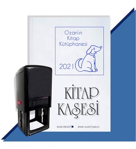 Kişiye Özel Sevimli Köpek  2021 Otomatik Kitap Kaşesi (Mavi)