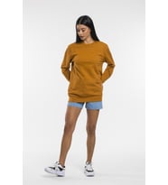 Süperlife Kadın Bisiklet Yaka Regular Kalıp İnce Pamuklu Sweatshirt SPR21K30 (Hardal)