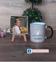 Hostes Fotoğraflı Dekoratif Taş, Kupa Bardak Beyaz Hediye (Model 9)
