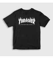 Presmono Unisex Çocuk Beyaz Logo V6 Thrasher T-Shirt 279637tt (Siyah)