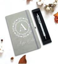 Kişiye Özel Defter & Kalem Hediye Seti (Gri)