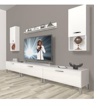 Decoraktiv Eko 270DA Slm Krom Ayaklı Tv Ünitesi Tv Sehpası (Beyaz)
