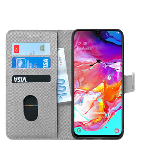 Microsonic Samsung Galaxy A70 Kılıf Fabric Book Wallet (Gri)