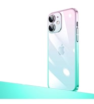 Apple iPhone 12 Kılıf Senkron Parlak Renk Geçiş Yüzeyli Kılıf (Pembe-Mavi)
