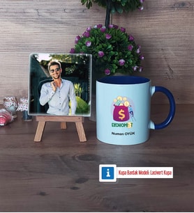 Ekonomist Fotoğraflı Dekoratif Taş, Kupa Bardak Beyaz Hediye (Model 3)