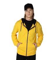 Erkek Kapüşonlu Fermuarlı Oversıze Sweatshırt Koyu Gri (Sarı)
