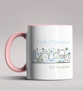 Kişiye Özel Fizik Öğretmeni Tasarımlı Siyah Renk Kupa Bardak 3 (Pembe)