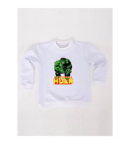 Hulk baskılı pamuklu kumaş çocuk sweatshirt (Beyaz)