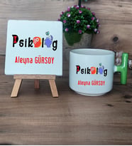 Psikolog Hediye Seti Kupa Bardak T Kulplu ve Dekoratif Taş Psikoloğa Hediye (Model 8)